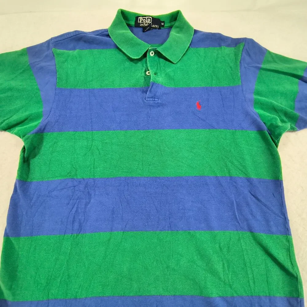 Polo by Ralph Lauren Casual Collared Polo Shirt Mens Size Medium M Blue Green